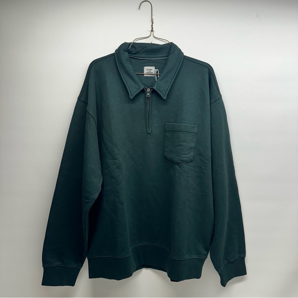 Flint and Tinder Forest Green Quarter-Zip Sweatshirt size XL nwt